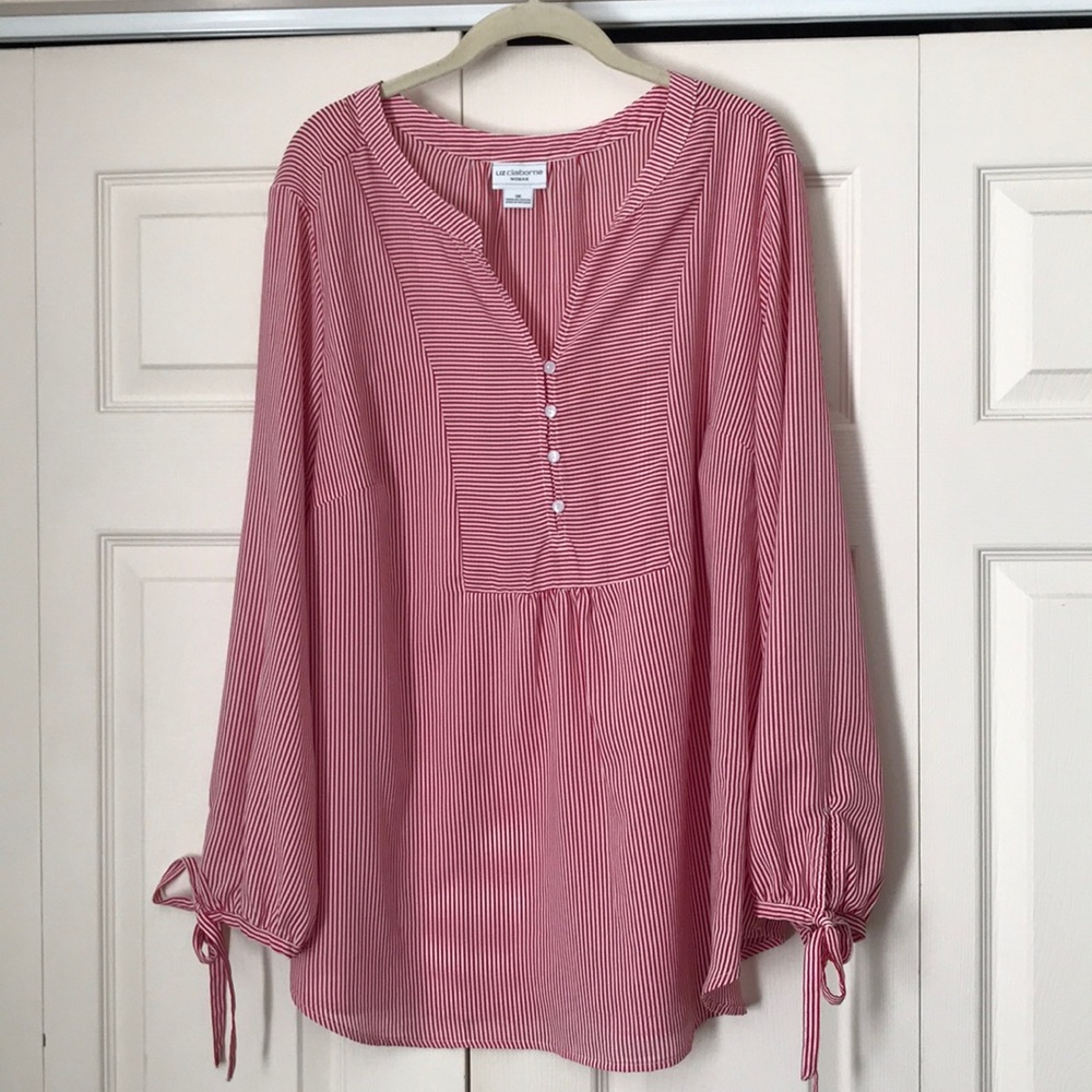 Liz Claiborne Striped Sheer Blouse Plus Size